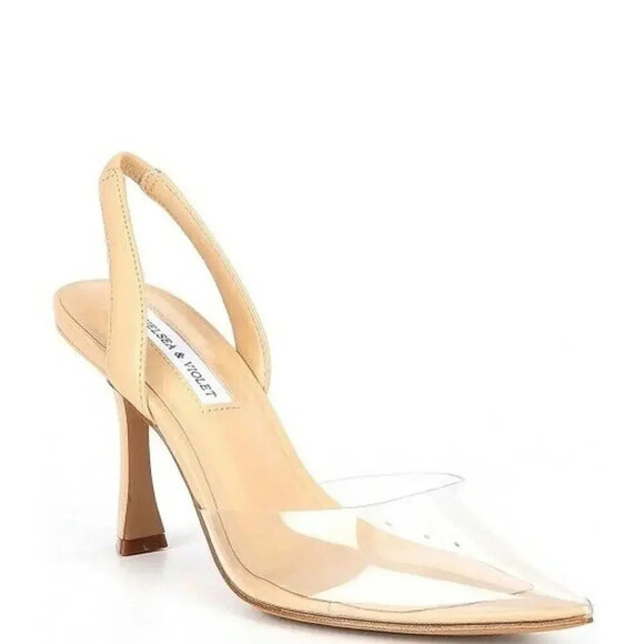 Chelsea Violet Victoria Clear Slingback Pumps Evening Kitten Nude Party Size 6.5 - Picture 1 of 11